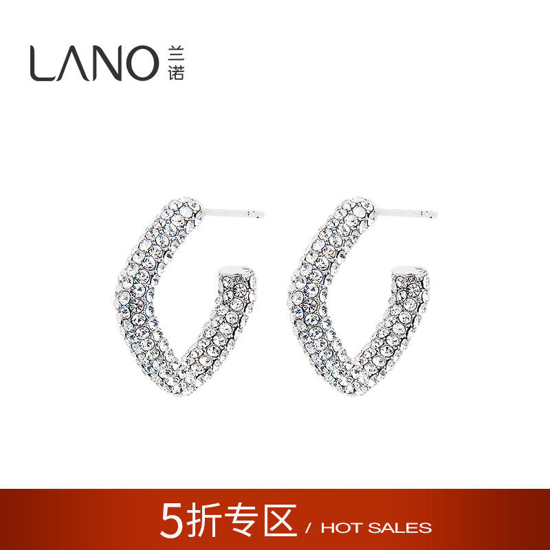 兰诺满钻几何耳环女2025新款爆款高级感轻奢银针耳钉独特漂亮耳饰