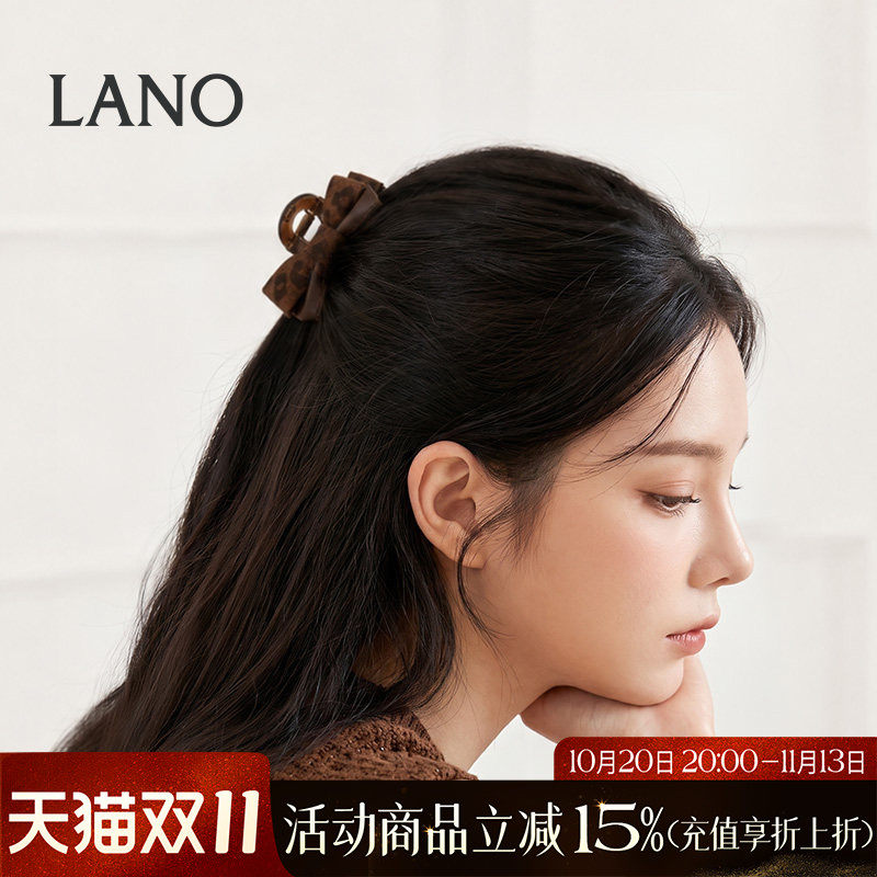 兰诺豹纹蝴蝶结抓夹女高级感2026新款小号发量少半扎发公主头对夹