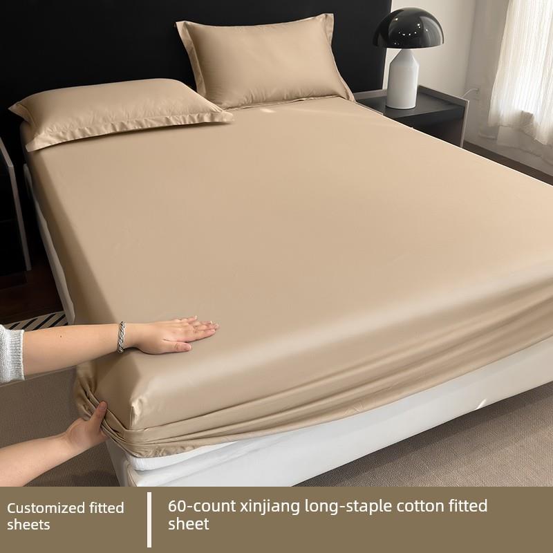 60计数缎面棉床单单张1.68米双人床套西蒙斯纯棉床垫保护定制