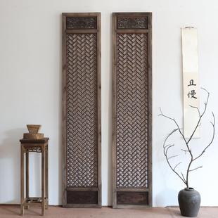 中式实木隔断仿古做旧屏风复古雕刻花格门窗背景墙东阳木雕定制