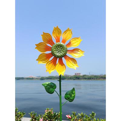 向日葵铁风车大型户外园艺庭院装饰品露台插花流行庭院景观布局