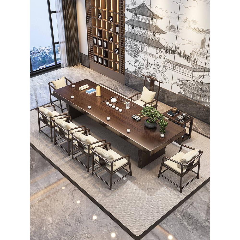 实木大板茶桌2025新款高端茶台轻奢现代办公室新中式泡茶桌椅组合