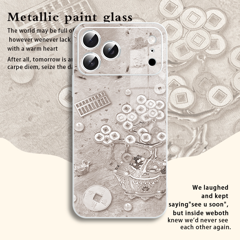 金币发财树适用于iPhone17promax手机壳新款苹果16轻奢15暴富14小众13简约12高端11玻璃xs保护套8plus防摔7p