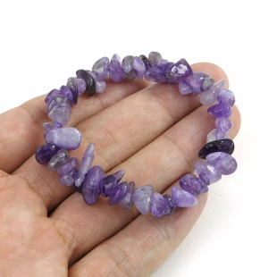 天然紫水晶手链女不规则切面珠子手串时尚 饰品