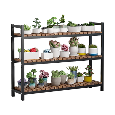 多层花架铁艺实木可调节