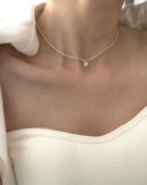 小众设计感轻奢手工编织S925银裸钻莫桑石闪亮精致女士锁骨链