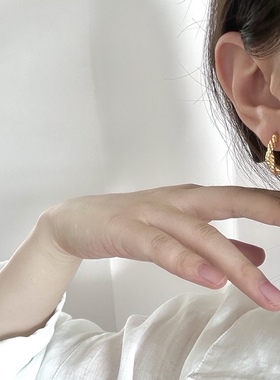 欧美风几何金属麻花编织耳饰个性金属耳扣小众高级感简约复古耳圈