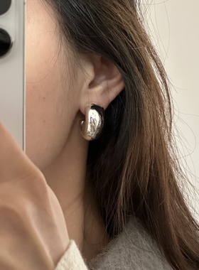许大晴同款欧美风气质新款C型圈圈耳环个性冷淡风银针小众高级感
