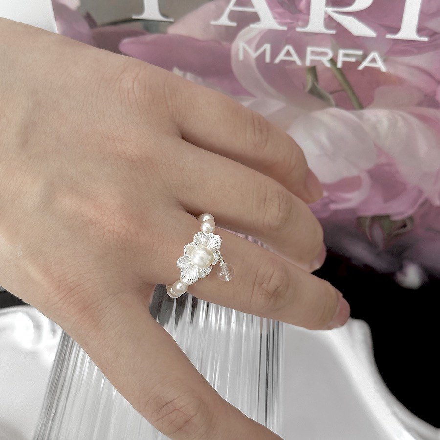新中式S925纯银珍珠戒指花开富贵牡丹花春夏小众复古珍珠弹力指环,饰品/流行首饰/时尚饰品新,耳环,淘宝优惠券,粉丝福利购,淘宝优惠卷