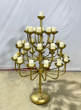 新款婚庆道具欧式风格多头蜡烛桌面装饰发光桌花