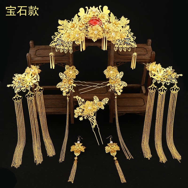 大气头饰古代灵魂摆渡秀和服皇后进酒水钻唯美凤冠发型盘发发
