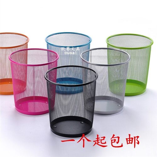 加厚黑色铁丝网办公室纸篓垃圾桶