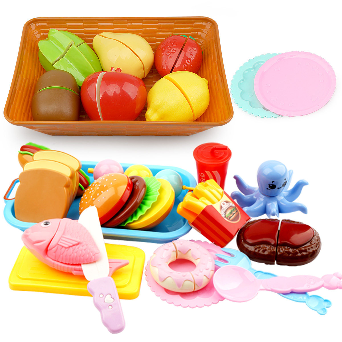 12pcs children play house toy cut fruit plastic vegetables k