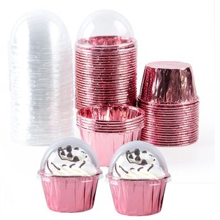 25/50pcs Foil Cupcake Liners Heat Resistant Aluminum Cake Cu