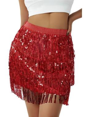 Su sequin waist and hip towel skirt 肚皮舞流苏亮片腰巾臀巾裙