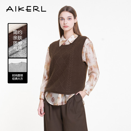 AIKERL艾可儿女士毛针织衫年新款秋季无袖上衣背心UW243101