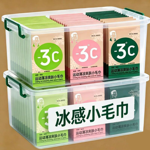薄荷冰感小毛巾提神冰凉降温毛巾夏日清爽湿巾冰晶户外止汗运动