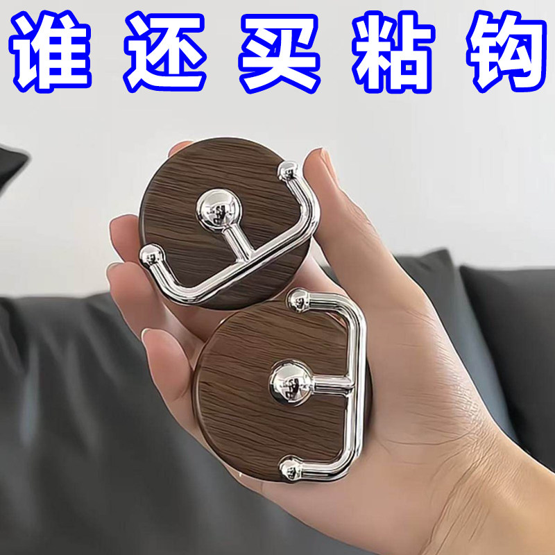 木纹吸盘挂钩强力门后承重浴室卫生间免打孔无痕可拆卸挂钩吸盘式