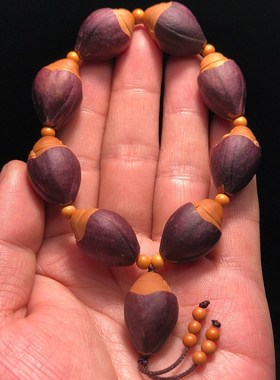 紫皮包衣八宝弥勒天然橄榄核手串男款盘玩精雕笑佛U男士收藏级女