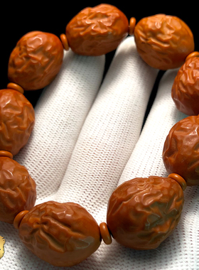 大枣橄榄核手串男款盘玩男士枣珠原籽精雕素M串文玩核雕大红枣女