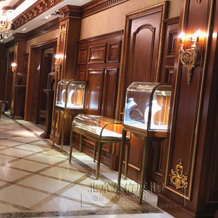 弧形不锈钢高柜卡地亚珠宝展柜私人会所橱窗精品玻璃立柜北京定做