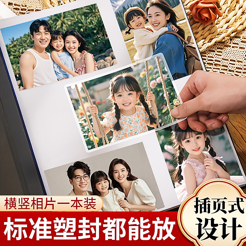 6寸相册本纪念册j大容量家庭儿童宝宝影集混合尺寸照片收纳册5六