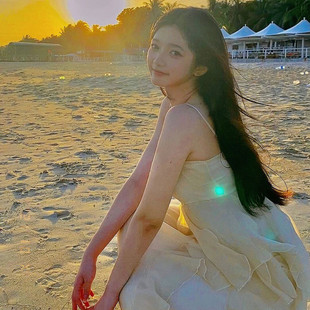 荷叶边吊带裙子2025年新款 初恋桔梗仙女裙ins超仙显瘦连衣裙 法式