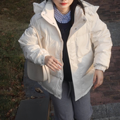 超好看中戏短款 宽松白鸭绒外套潮 韩版 情侣羽绒服2025冬季 流行风格