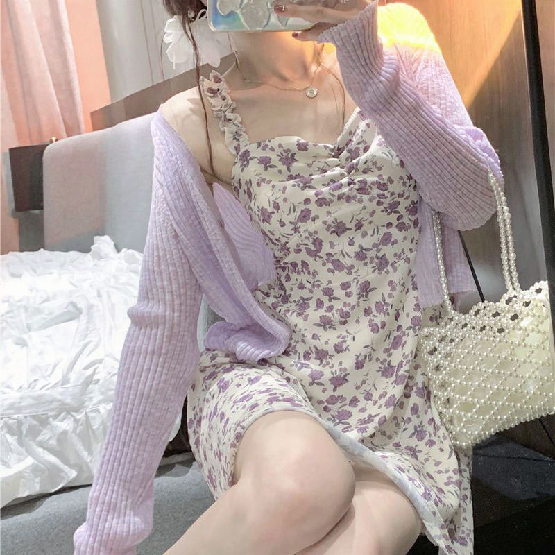 碎花雪纺很仙的吊带连衣裙女晶煊