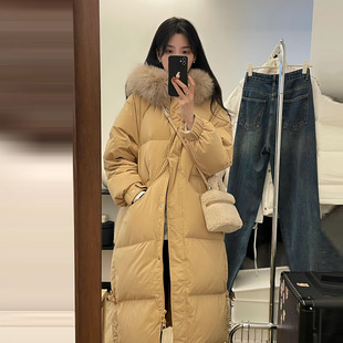 超好看长款 国风盘扣洋气面包服 连帽大毛领羽绒棉袄女冬2025年新款