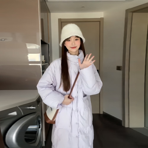 90白鸭绒女神保命长款纯色羽绒服