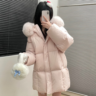 韩国高级感大毛领连帽羽绒棉袄女冬2025年巨好看超火时髦洋气棉服