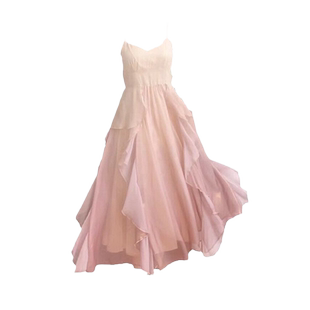 人鱼姬渐变色荷叶边仙女吊带长裙女2025夏季新款不规则超仙连衣裙