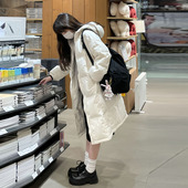 保暖外套 新款 90白鸭绒超好看中长款 纯色连帽羽绒服女2025韩系冬装
