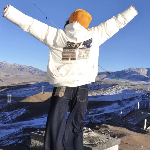 民族风复古刺绣情侣立领羽绒棉袄