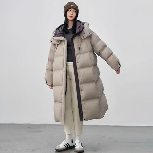 超好看长款过膝连帽羽绒棉袄女冬