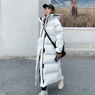 中长款过膝连帽羽绒棉服女2021冬季新款L韩版宽松设计感小众面包