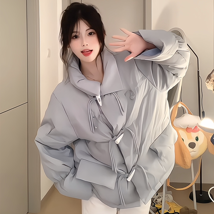 超好看奶呼呼牛角扣短款羽绒棉袄女2024冬季新款小个子加厚面包服