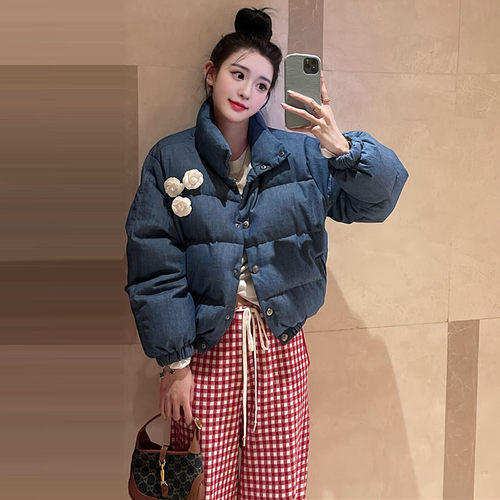 金珍妮Jennie同款牛仔羽绒棉袄女