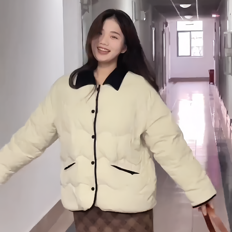 晶煊灯芯绒翻领羽绒棉服送运费险