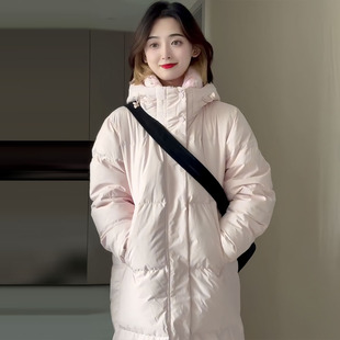 连帽羽绒服女2025年新款 长款 奶呼呼白鸭绒外套潮 流行风格 今年冬季