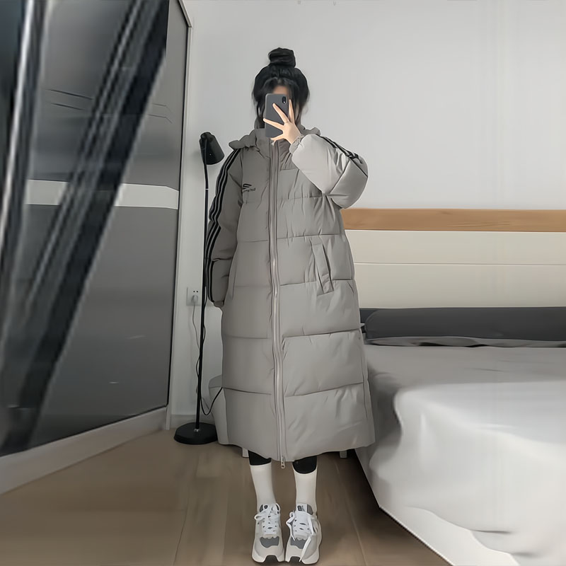 晶煊韩国学生三条杠连帽羽绒服