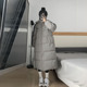 新款 韩国学生三条杠连帽羽绒服女长款 过膝2025冬季 白鸭绒情侣外套