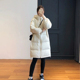 韩版 90白鸭绒中长款 连帽纯色羽绒服女冬2025新款 宽松休闲百搭外套