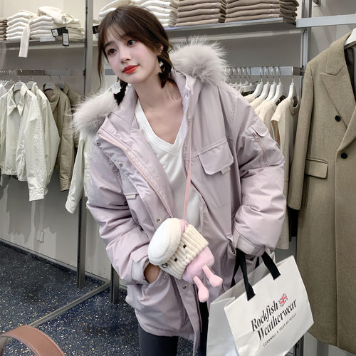 又仙又休闲的美式工装派克棉服女