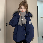 新款 今年流行爆款 情侣男女派克羽绒棉服2025冬季 小个子大毛领棉袄