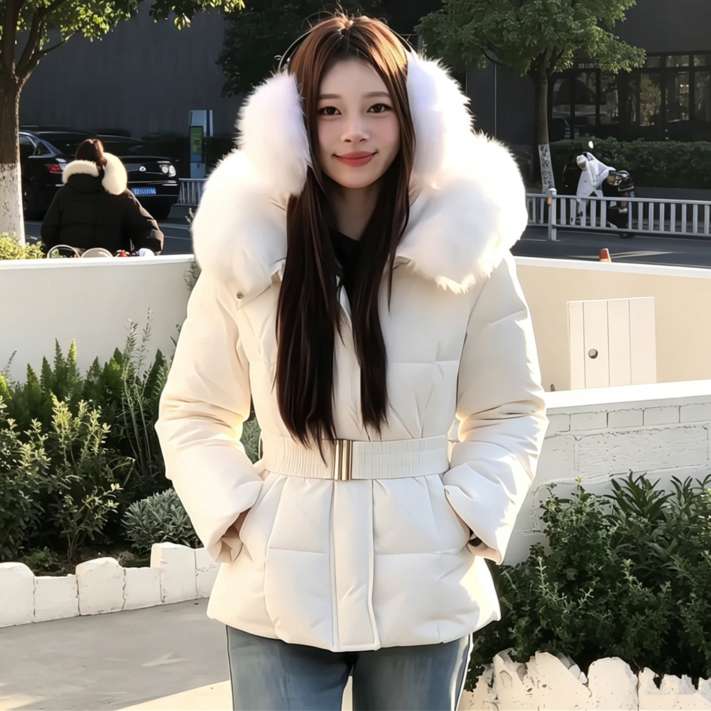 韩版收腰大毛领短款羽绒棉服女冬2026新款今年流行爆款巨好看外套
