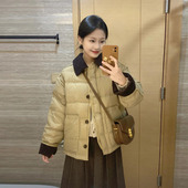 羽绒棉衣棉服女冬2025年新款 韩国时尚 撞色短款 小个子加绒加厚外套