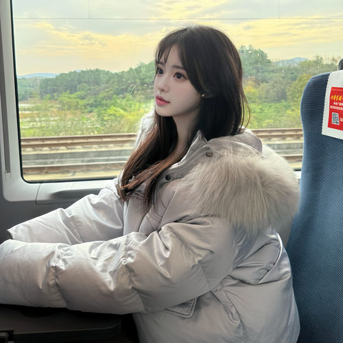 超好看时尚大毛领连帽羽绒棉袄女