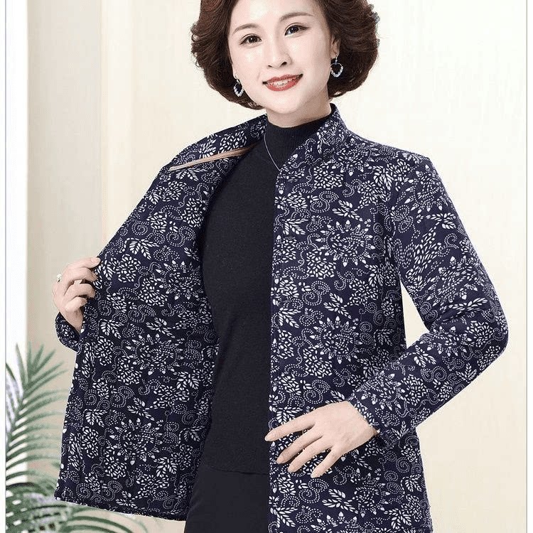 棉袄妈妈棉袄中老年女士花棉袄棉袄碎花棉袄百搭妈妈装长袖
